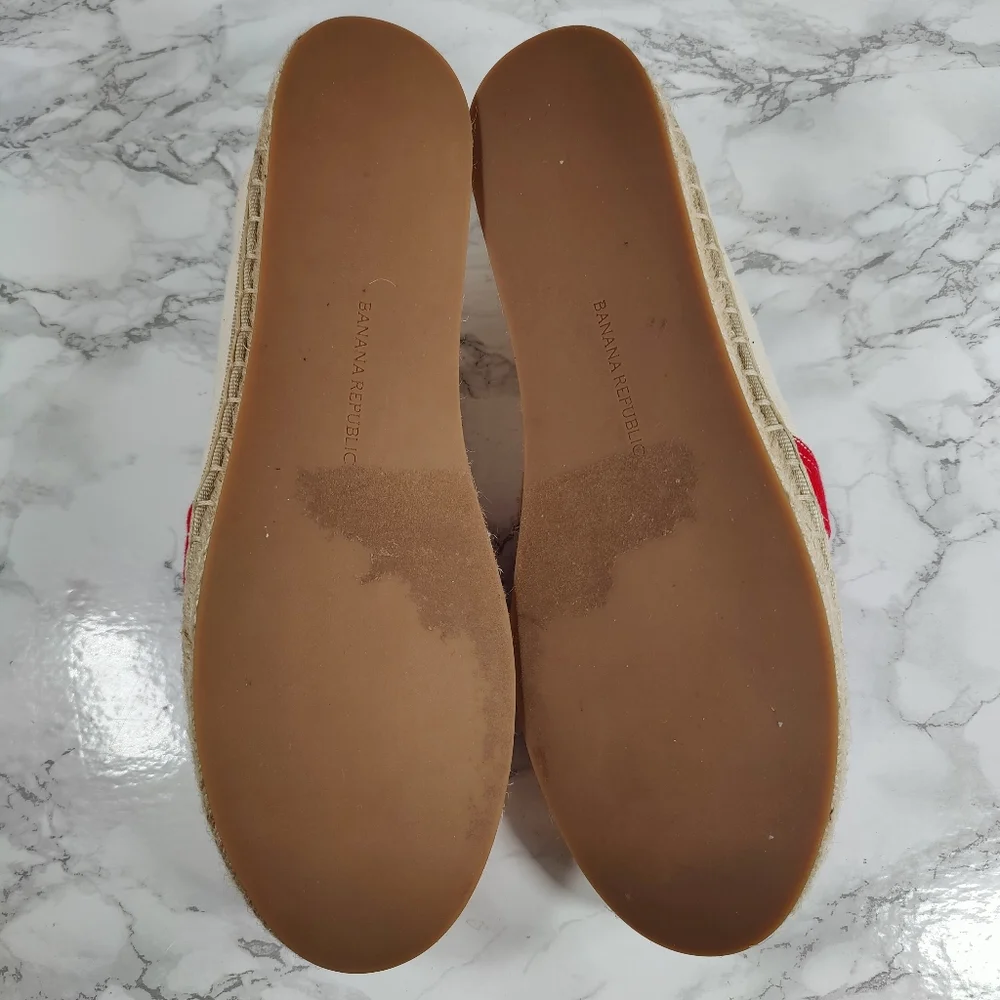Banana Republic Red and Purple Striped Espadrilles Size 10